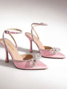 Azalea Wang Evie Stiletto Mule Pumps Pink